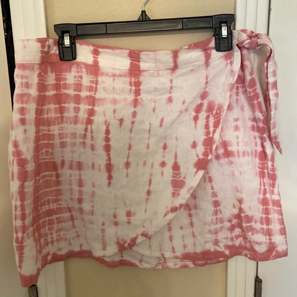 Free People Pink & White Tie-Dye Mini Skirt - Size 12